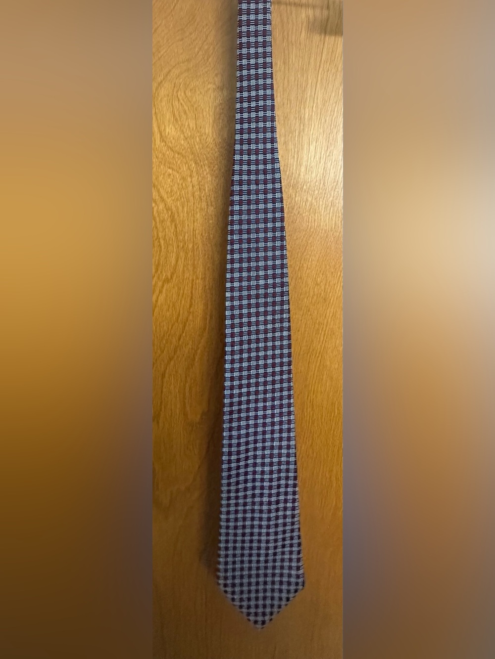 Ralph Lauren Burgundy and Navy Micro-Check Silk Tie